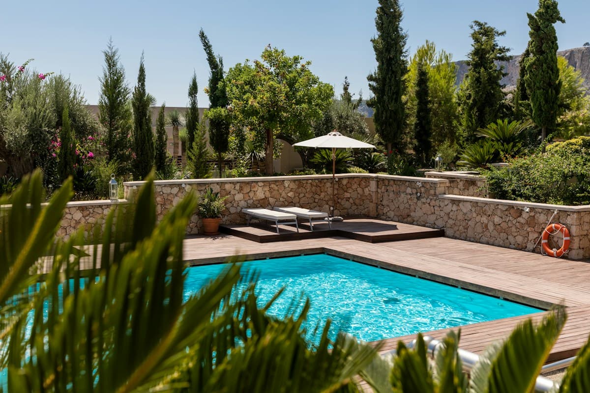 A pool and garden illustrating quiet private living